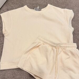 Abrand Cream Textured Top and Shorts